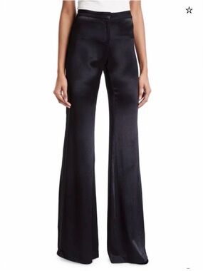 Alexis Orsola Satin Flare Pants Women's XS Black High‎ Rise Wide Leg